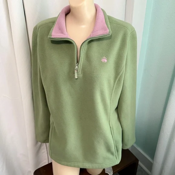 Brooks Brothers 346 Sage Green Fleece 1/4 Zip Pullover L - Picture 7 of 11